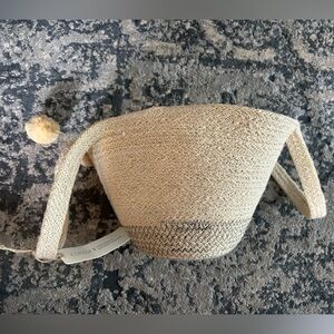 Korissa handmade basket bag purse with Pom Pom new with tags